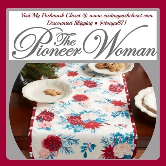 🦋 New Pioneer Woman Wishful Winter Fabric Table Runner, Multicolor, 14"x72" - Picture 1 of 7
